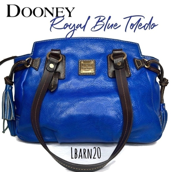 Dooney and Bourke DB Royal Blue Toledo Leather Wing Strap Satchel Florentine Bag - Picture 7 of 14